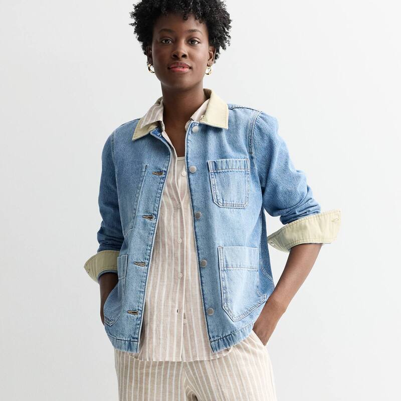 ソノマ レディース アウター ジャケット・ブルゾン プチ デニム Petite Sonoma Goods For Life Denim Field Jacket Medium Light デニム