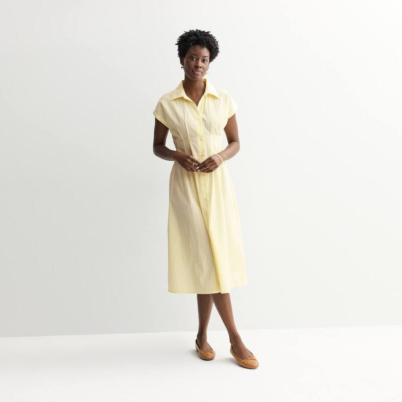 ソノマ レディース トップス ワンピース A ライン ミディ シャツ Womenonoma Goods For Life A-Line Midi Shirt Dress Lemon Sorbet Stripe ストライプ