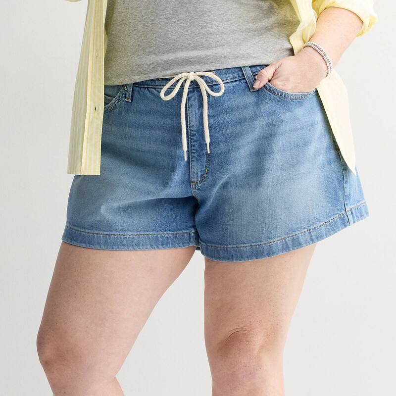 ソノマ レディース ボトムス ハーフパンツ・ショーツ プラスサイズ ショートパンツ Plusize Sonoma Goods For Life Mid Rise Tie Waist Shorts Bright Medium Wash