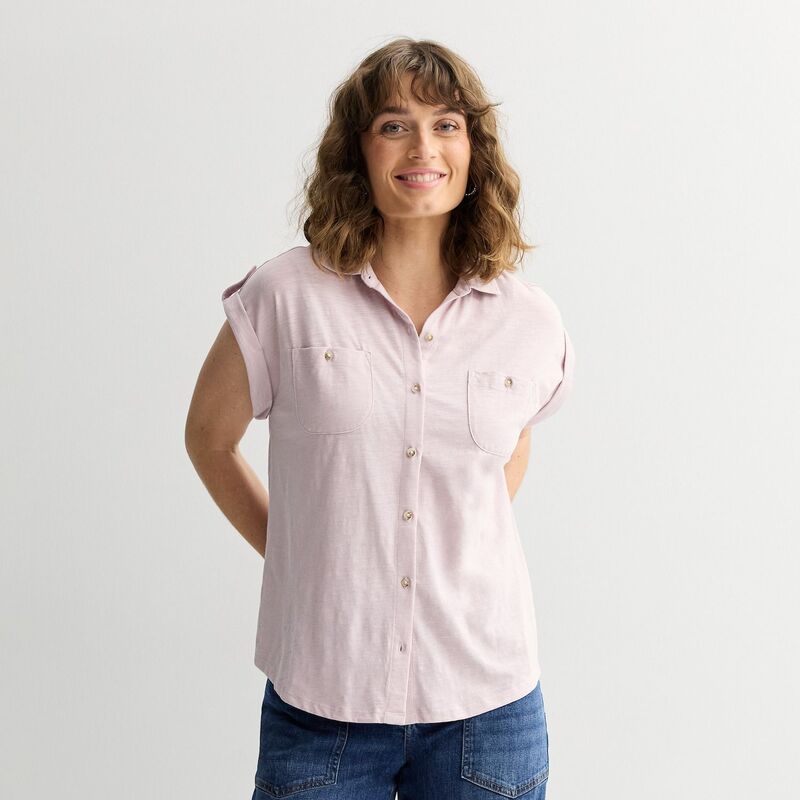 ソノマ レディース トップス Tシャツ ニット Women'sonoma Goods For Life Button Through Short Sleeve Knit Shirt Lilac Shiver ライラック 7,205円