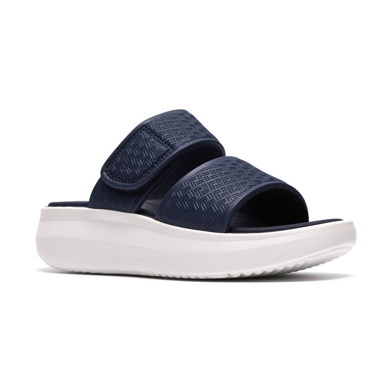 クラークス レディース シューズ サンダル Clarks Cloudsteppersolevana Star Women's Wedge Sandals Navy ネイビー