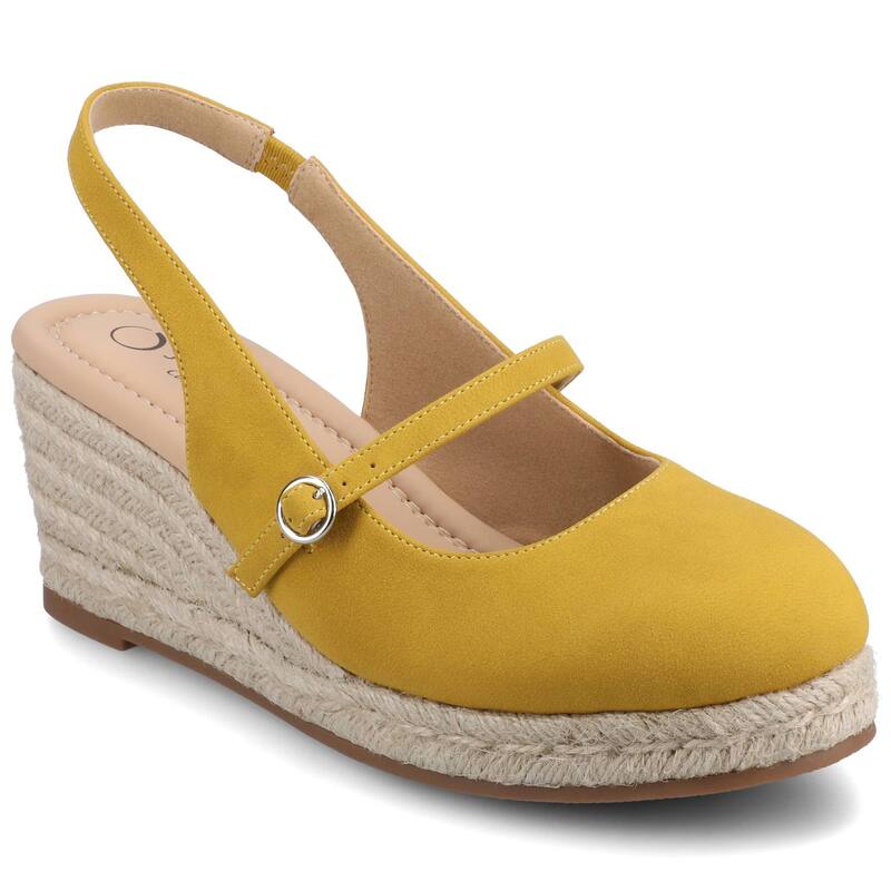 ジャーニー レディース シューズ サンダル アンクル Journee Asmyna Wedge Ankle Strap Round Toe Women's Espadrille Shoes Mango|ReVida 店