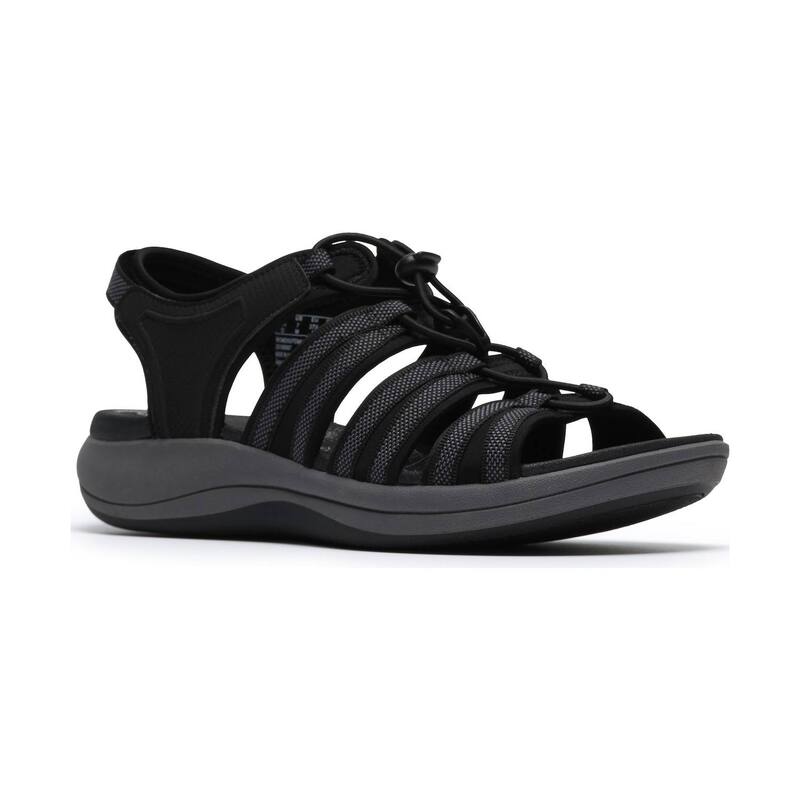 クラークス レディース シューズ サンダル Clarks Cloudsteppers Mira Mabel Women'strappy Sport Sandals Black Textile ブラック