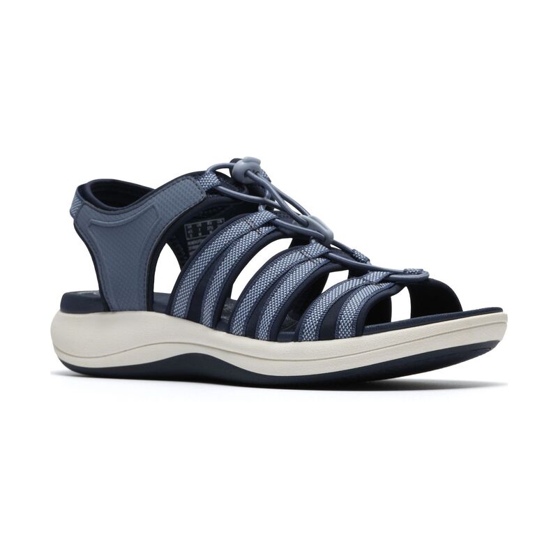 クラークス レディース シューズ サンダル Clarks Cloudsteppers Mira Mabel Women\u0027strappy Sport Sandals Navy Textile 米国海軍