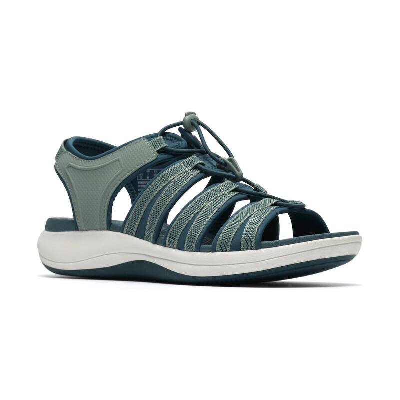 クラークス レディース シューズ サンダル Clarks Cloudsteppers Mira Mabel Women\u0027strappy Sport Sandals Teal Textile ティール