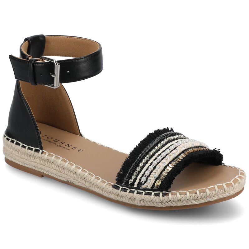 旅行 レディース シューズ サンダル プルオーバー アンクル Journee Women\u0027s Tristeen Ankle Strap Wedgespadrille Sandals Black Beading 黒いこと