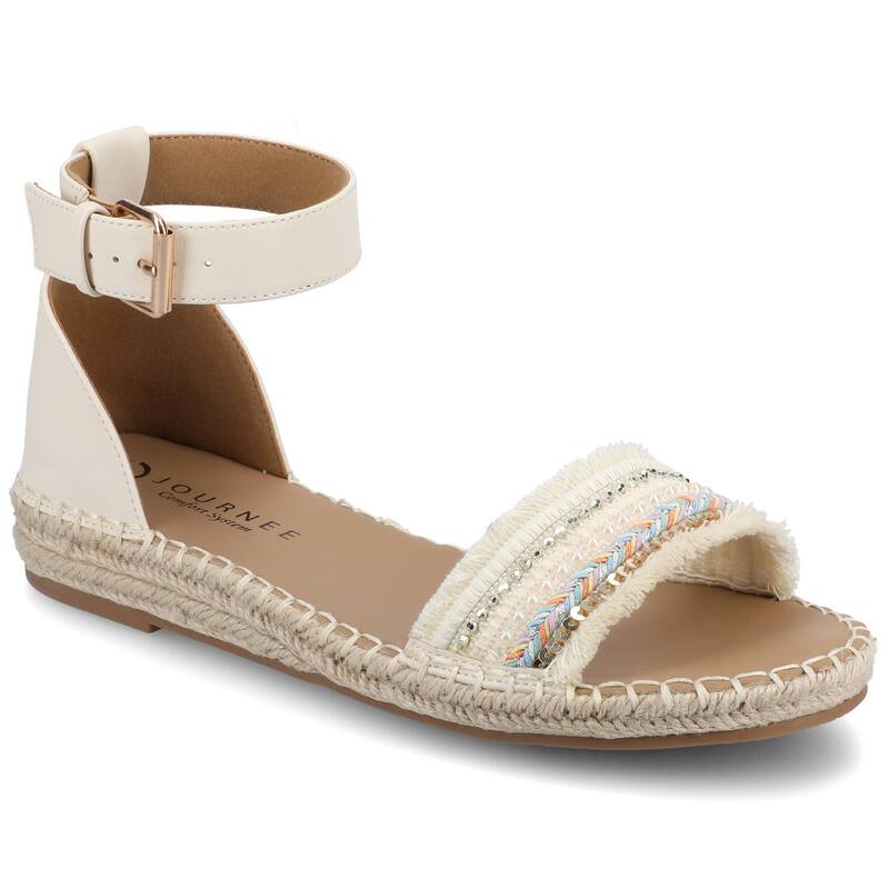 旅行 レディース シューズ サンダル プルオーバー アンクル Journee Women\u0027s Tristeen Ankle Strap Wedgespadrille Sandals Bone Beading