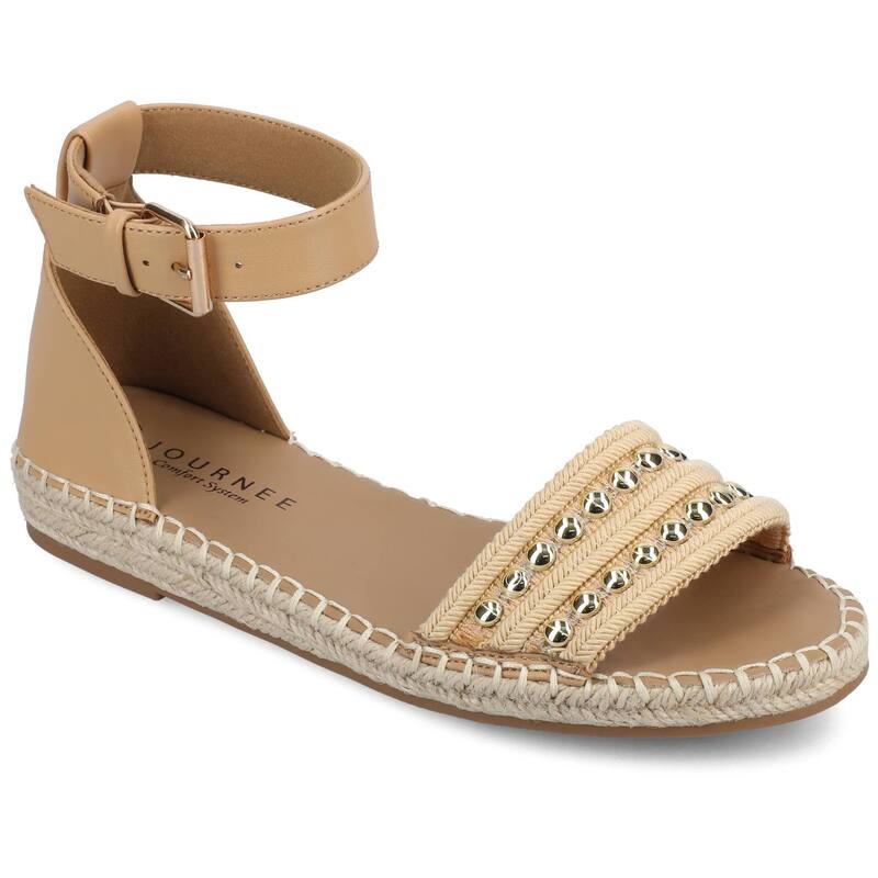 旅行 レディース シューズ サンダル プルオーバー アンクル Journee Women\u0027s Tristeen Ankle Strap Wedgespadrille Sandals Tan Beading タン