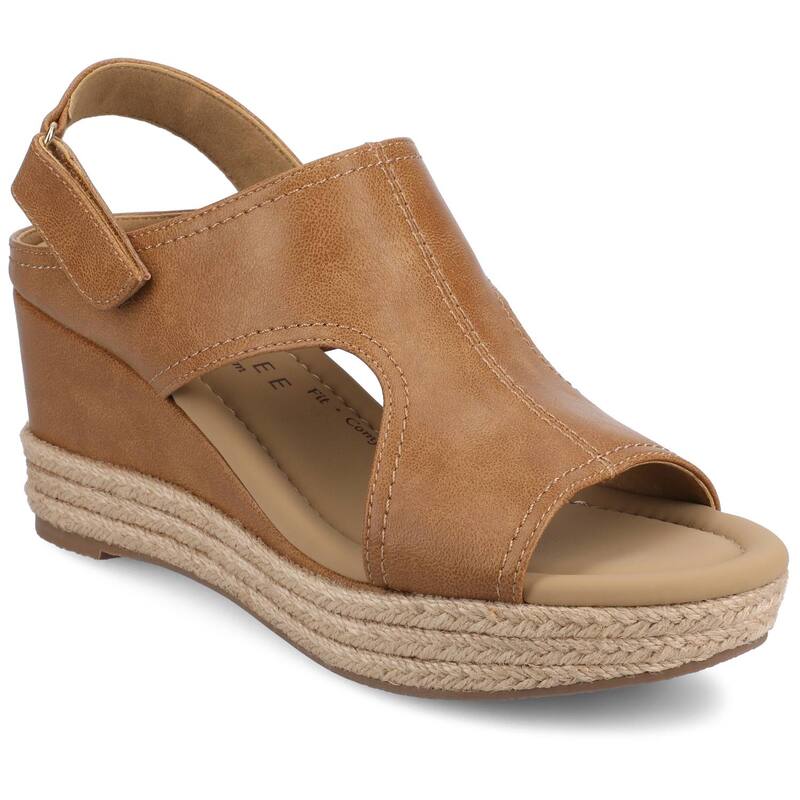 客旅 レディース シューズ サンダル アンクル Journee Rayleigh Wedge Ankle Strap Espadrille Women\u0027sandals Cognac レディース靴-靴