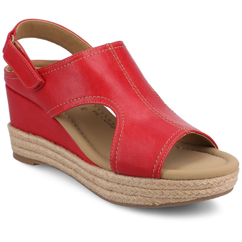 客旅 レディース シューズ サンダル アンクル Journee Rayleigh Wedge Ankle Strap Espadrille Women\u0027sandals Red 赤いこと コンフォートサンダル-サンダル