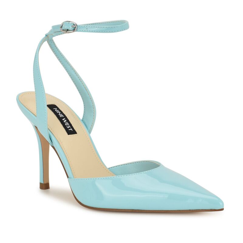 ナインウェスト レディース シューズ パンプス ヒール Nine West Grana Women's Pointy Toe Stiletto Heel Dress Pumps Light Blue ブルー｜ReVida 店