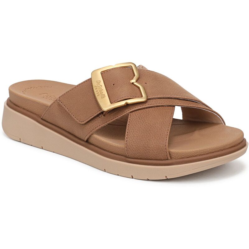 お医者さん・肩かけ レディース シューズ サンダル なめし革 フェイクレザー Dr. Scholl\u0027s Piper Women\u0027s Faux Leather Slide Sandals Honey Brown 赤銅色