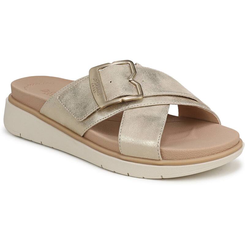 お医者さん・肩かけ レディース シューズ サンダル なめし革 フェイクレザー Dr. Scholl\u0027s Piper Women\u0027s Faux Leather Slide Sandals Light Gold ゴールド