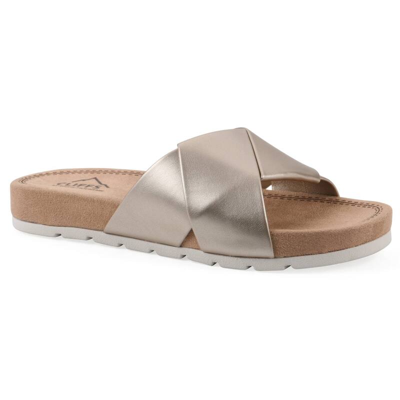 クリフバイホワイトマウンテン レディース シューズ サンダル Cliffs by White Mountain Tincie Women's Cushioned Slide Sandals Pale Gold Metallic ゴールド｜ReVida 店