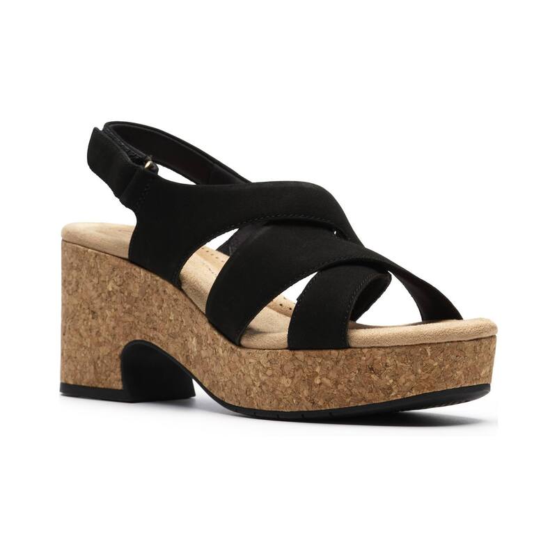 クラークス レディース シューズ サンダル Clarks Nerisa Grace Women\u0027s Wedge Sandals Black Nubuck 黒いこと