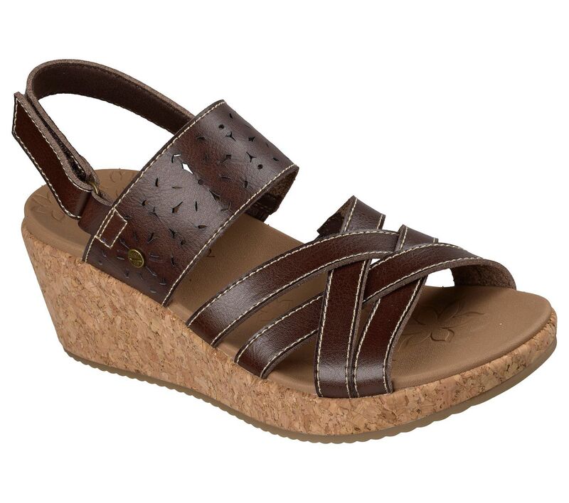 スケッチャーズ レディース シューズ サンダル Skechers Arch Fit Beverlee 2.0 Women's Wedge Comfort Sandals Chocolate チョコレート