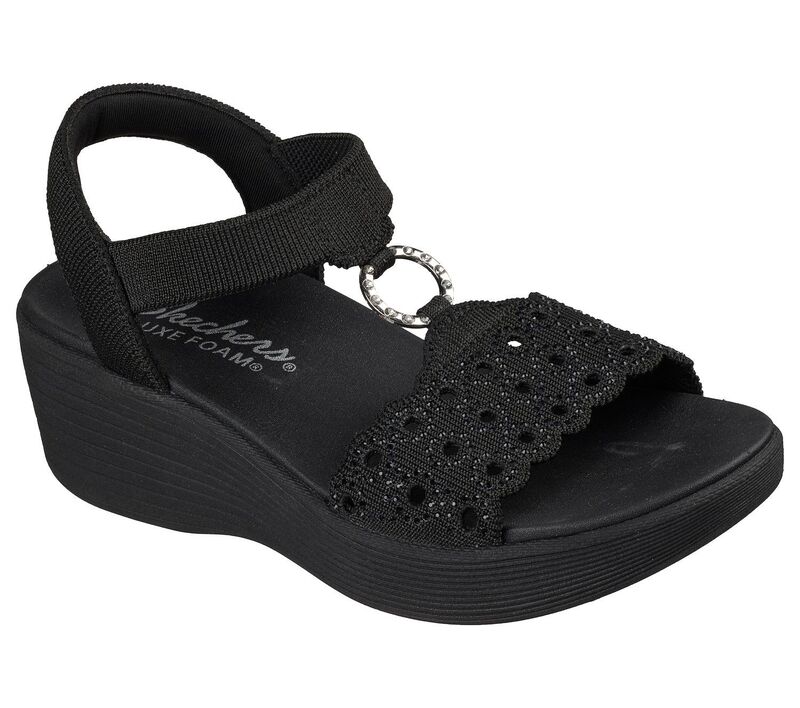 スケッチャーズ レディース シューズ サンダル Skechers Parallelite Sparkle Vamp Women's O-Ring Slip-On Sandals Black ブラック