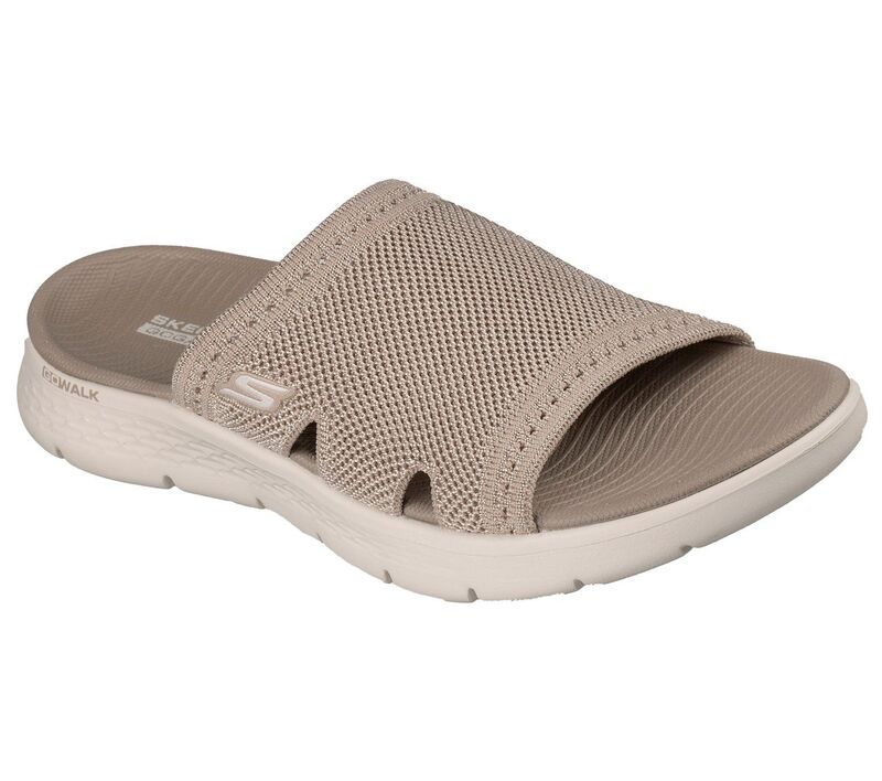 スケッチャーズ レディース シューズ サンダル Skechers Go Walk Flex Women's Cushioned Slip-On Sandals Taupe トープ