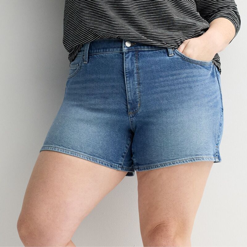 ソノマ レディース ボトムス ハーフパンツ・ショーツ プラスサイズ ショートパンツ デニム Plusize Sonoma Goods For Life Mid Rise Denim Shorts Bright Medium Wash デニム