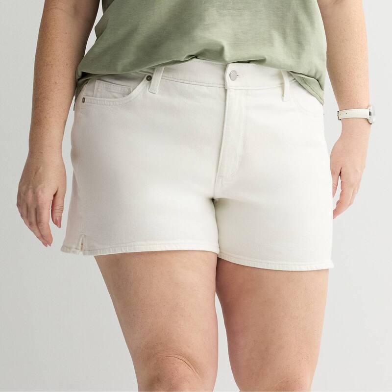 ソノマ レディース ボトムス ハーフパンツ・ショーツ プラスサイズ ショートパンツ デニム Plusize Sonoma Goods For Life Mid Rise Denim Shorts White ホワイト