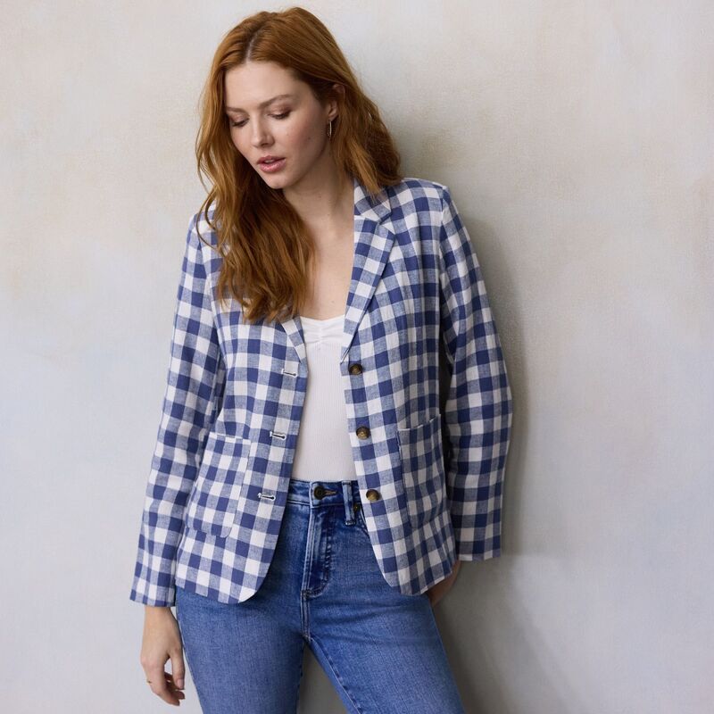 LC Lauren Conrad レディース アウター ジャケット・ブルゾン プチ ブレザー Petite LC Lauren Conrad Patch Pocket Blazer Blue Lovin Gingham ブルー