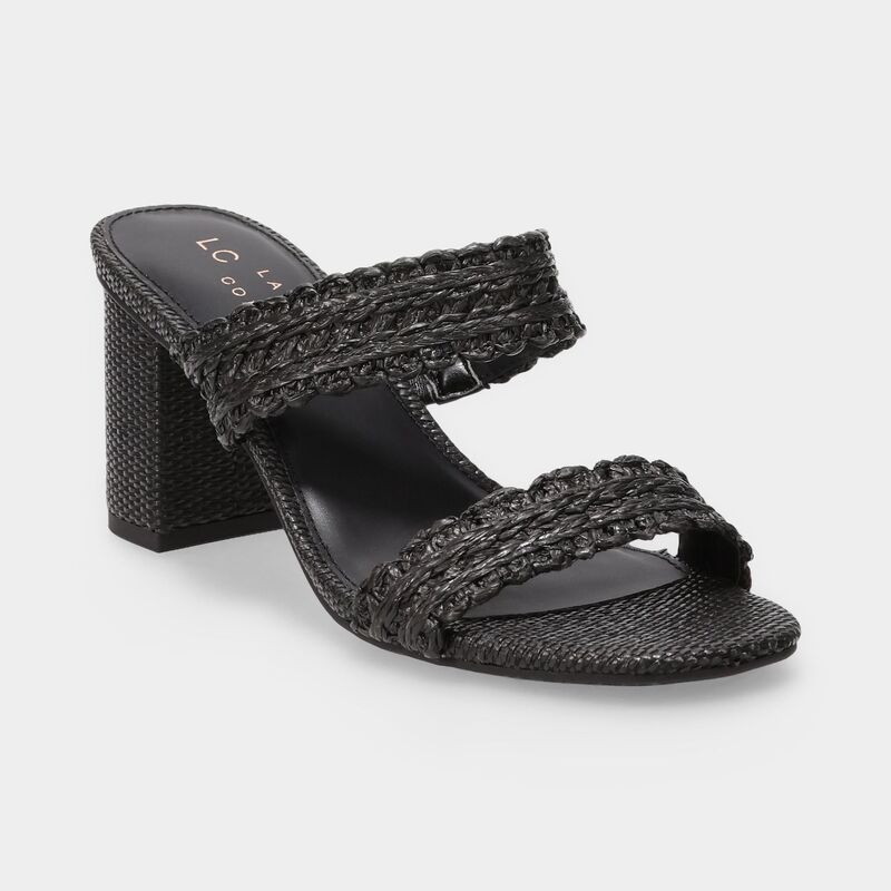 LC Lauren Conrad レディース シューズ パンプス サンダル ヒール LC Lauren Conrad Rayelle Women's Block Heel Two Strap Sandals Black ブラック