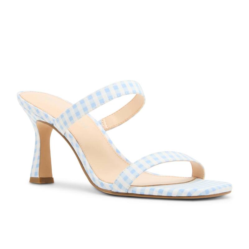 マッデンガール レディース シューズ サンダル ヒール madden girl Georgie Women'slip-On Flare Heels Blue White Ging ホワイト