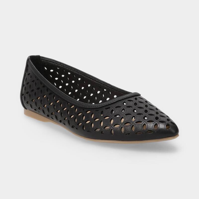 LC Lauren Conrad レディース シューズ サンダル LC Lauren Conrad Cecta Perf Women's Pointed Toe Ballet Flats Black ブラック
