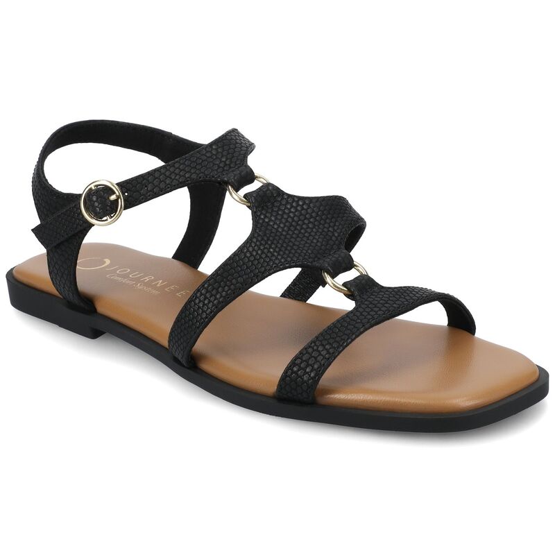 ジャーニー レディース シューズ サンダル アンクル Journee Briley Women's Ankle Strap Sandals Black Lizard ブラック 14,896円