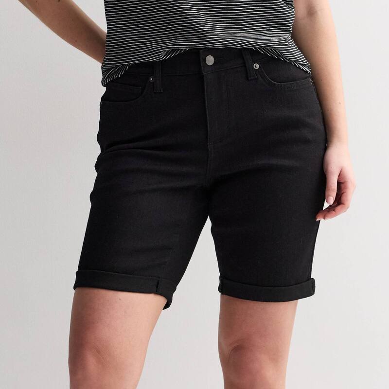 ソノマ レディース ボトムス ハーフパンツ・ショーツ ショートパンツ デニム Womenonoma Goods For Life Curvy Roll Cuff Denim Bermuda Shorts Black ブラック