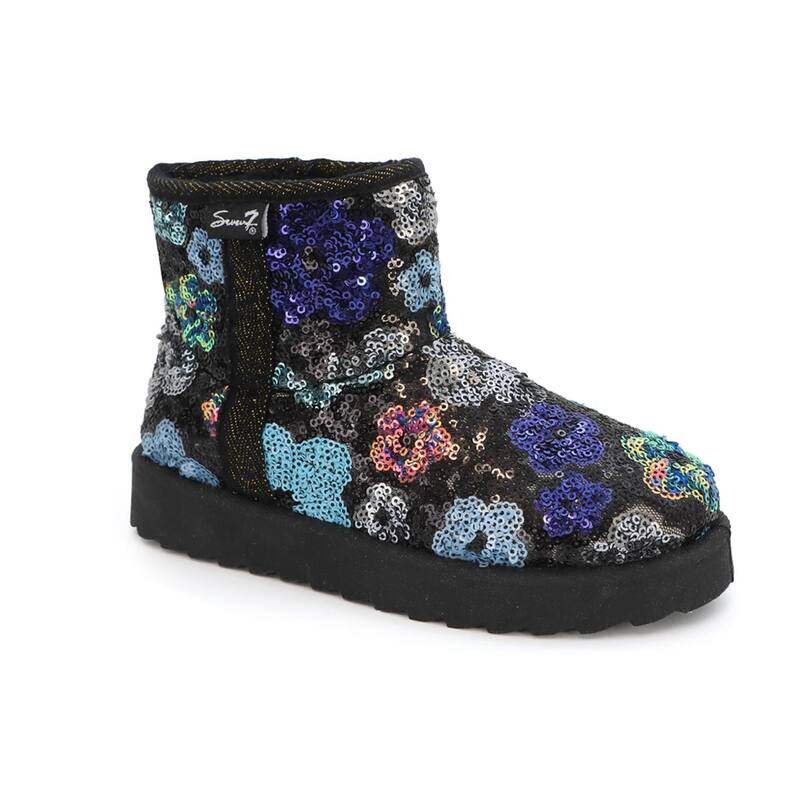 ヨキ レディース シューズ ブーツ・レインブーツ スパンコール アンクル Yoki Finn-50Y Sequin Flower Faux Fur Lined Girls Ankle Boots Black ブラック