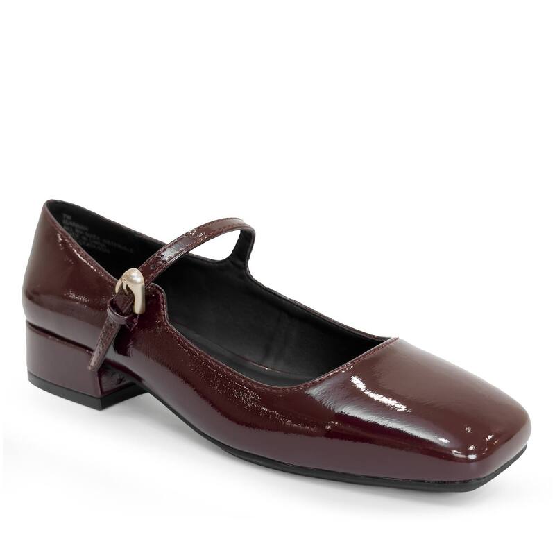 エアロソールズ レディース シューズ パンプス ヒール Aerosoles Isannah Women's Block Heel Mary Jane Shoes Merlot Crinkle Patent
