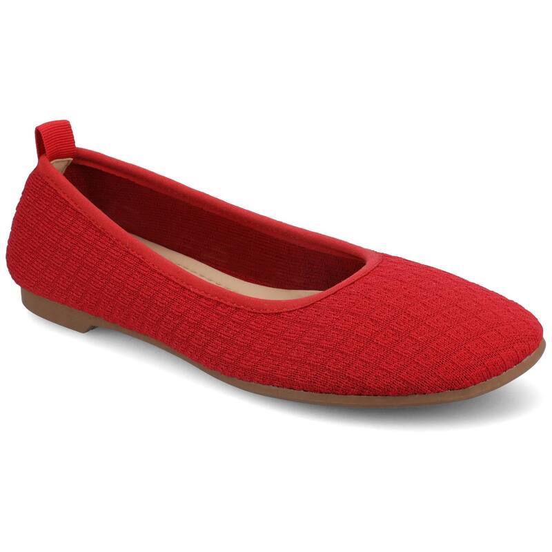 ジャーニー レディース シューズ サンダル ニット Journee Aria Women's Knit Round Toe Flats Red レッド