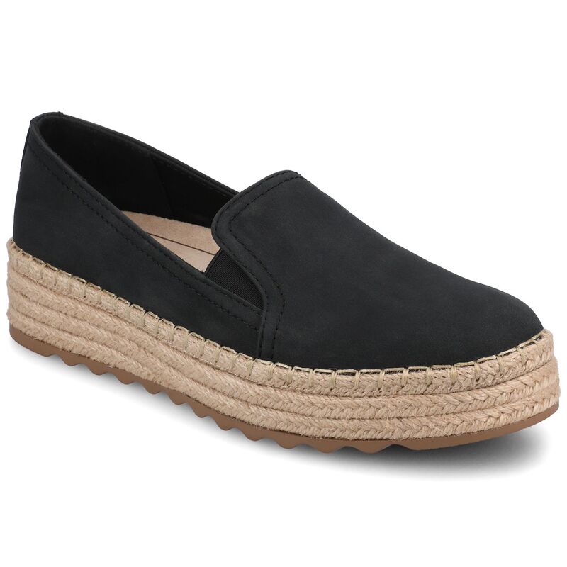 客旅 レディース シューズ サンダル Journee Catalina Women\u0027slip-On Round Toespadrille Shoes Black Nubuck 黒いこと コンフォートサンダル-靴