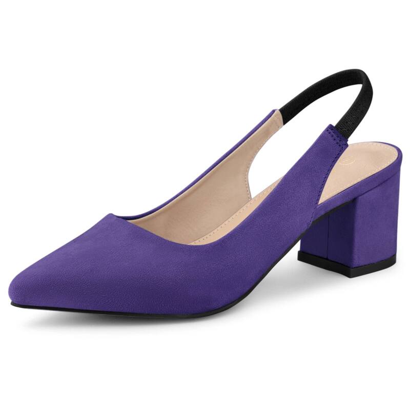 アレグラ ケー レディース シューズ パンプス ヒール ALLEGRA K Women's Pointed Toe Block Heel Pumpslingback Heels Purple パープル
