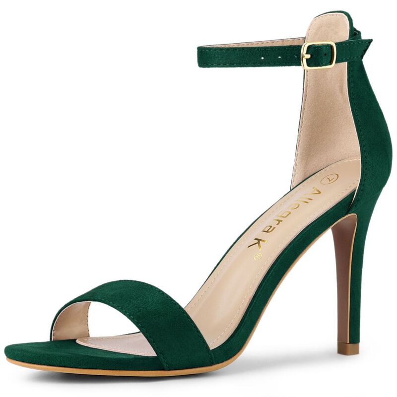 アレグラ ケー レディース シューズ パンプス サンダル スエード アンクル ヒール ALLEGRA K Women'suede Ankle Strap High Stiletto Heel Sandals Green グリーン
