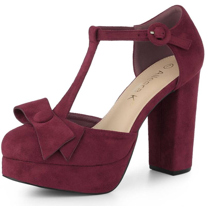 アレグラ ケー レディース シューズ パンプス プラットホーム 踵 ALLEGRA K Women\u0027s Mary Janes Platform Pumps Costumes Chunky Heels Dresshoes Burgundy バーガンディ レディース靴-靴-パンプス