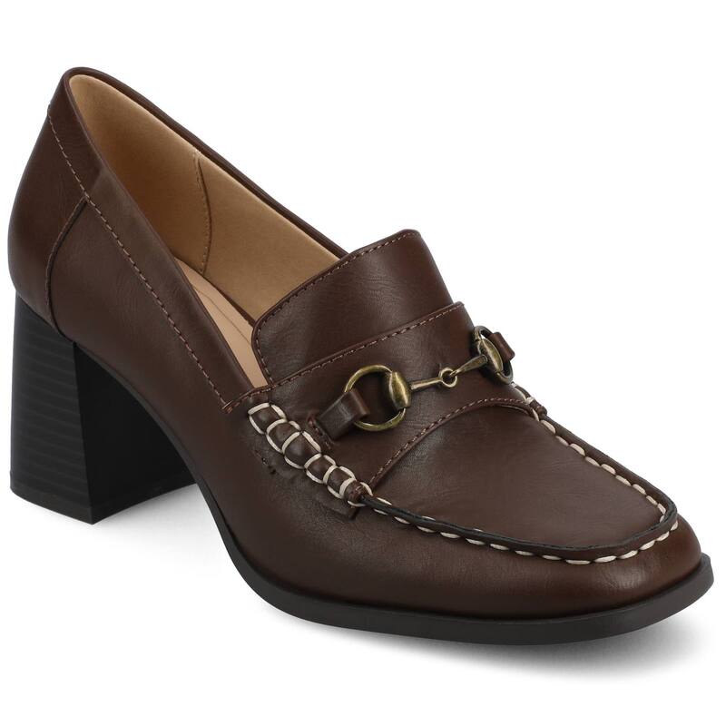 ジャーニー レディース シューズ パンプス ヒール Journee Aisha Women'square Toe Stacked Heel Pumps Chocolate チョコレート