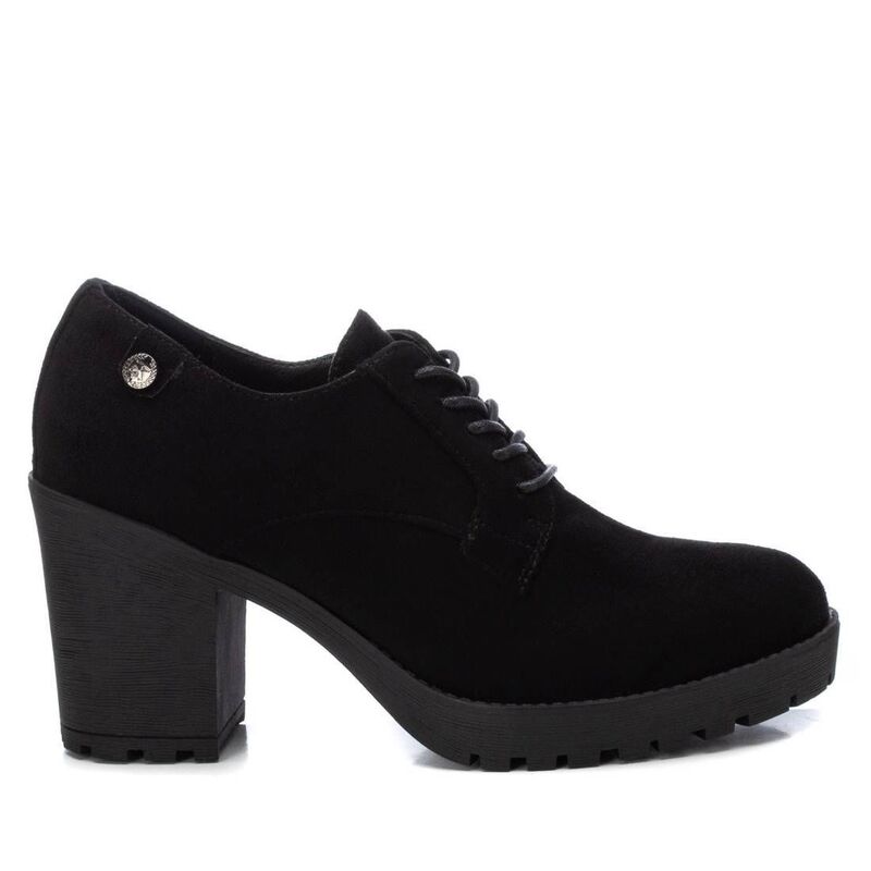 キシタイ レディース シューズ オックスフォード スエード レース ヒール Women's Heeled Lace-Up Suede Oxfords By XTI 143514 Black ブラック