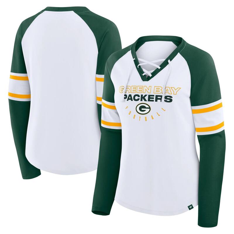 ファナティクス レディース トップス Tシャツ Vネック レース Women's Fanatics White/Green Bay Packers Redzone Blitz Package Raglan Lace-Up V-Neck Long Sleeve T-Shirt Pkr White ホワイト 10,124円