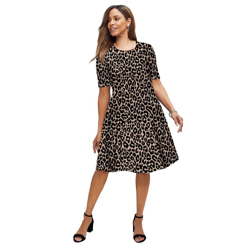 ジェシカ英国の首都 レディース トップス 衣装 つけ加える大きさ Jessica London Women\u0027s Plusize Stretch Ponte Flare Dress Khaki Classicheetah カーキ