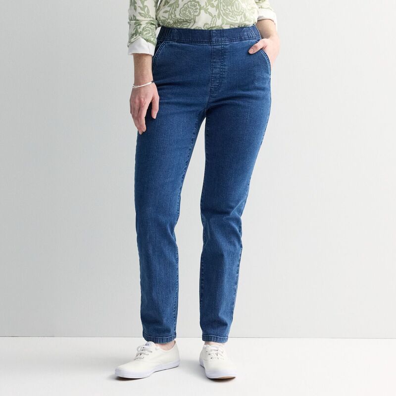 クロフト＆バロー レディース ボトムス デニムパンツ ストレート Women Croft \u0026 Barrow Straight Leg Denim Pull-On Pants Medium Wash デニム