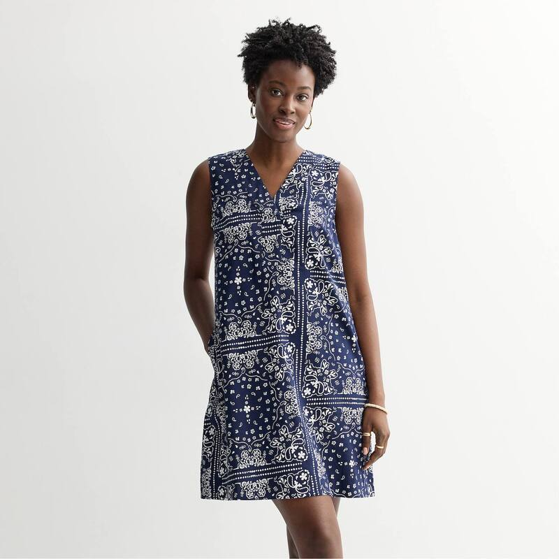 ソノマ レディース トップス 衣装 Women\u0027sonoma Goods For Lifeveryday Shift Dress Navy White Bandana 白いこと