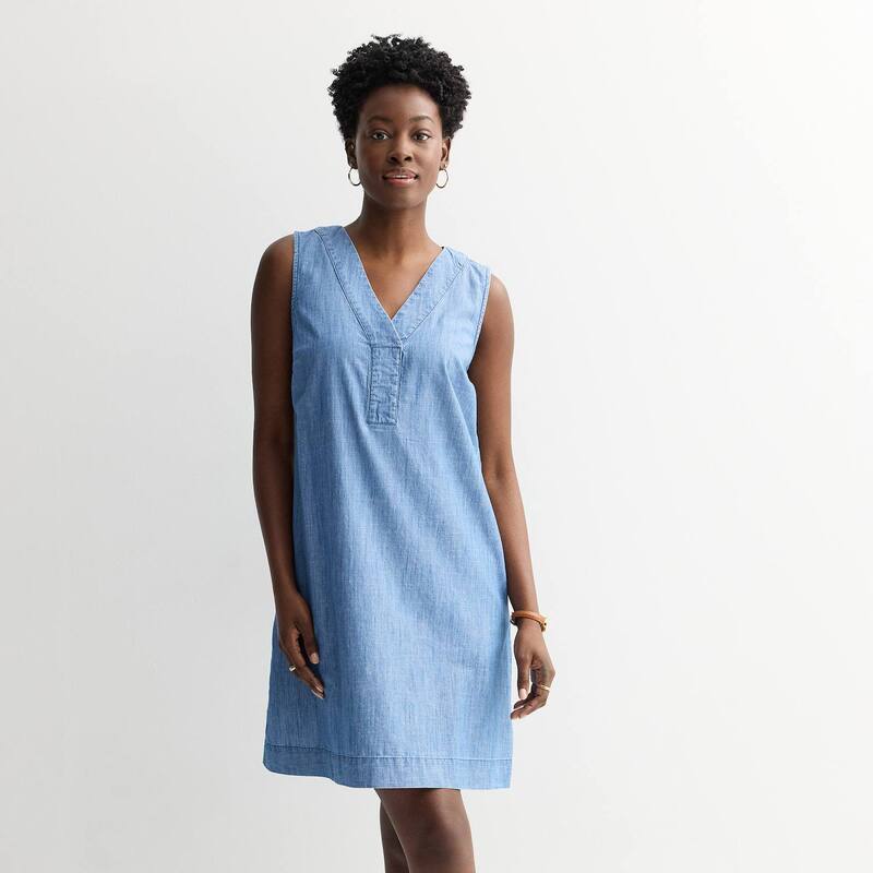 ソノマ レディース トップス ワンピース プチ ノースリーブ Petite Sonoma Goods For Lifeveryday-Neck Sleevelesshift Dress Chambray