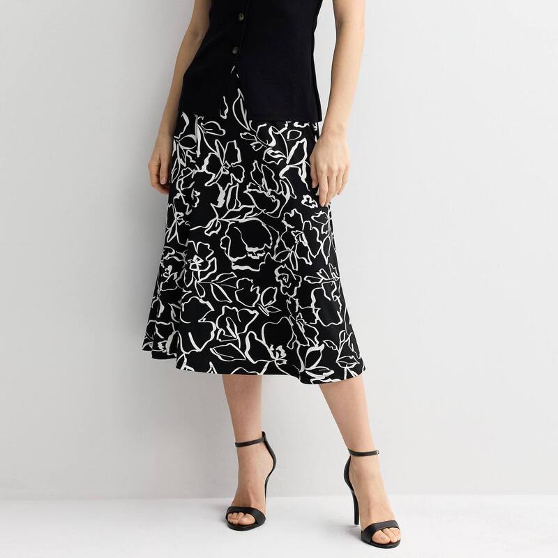 ナインウェスト レディース ボトムスカート プチ ミディ Petite Nine West Midi Skirt Black Josefina Floral ブラック
