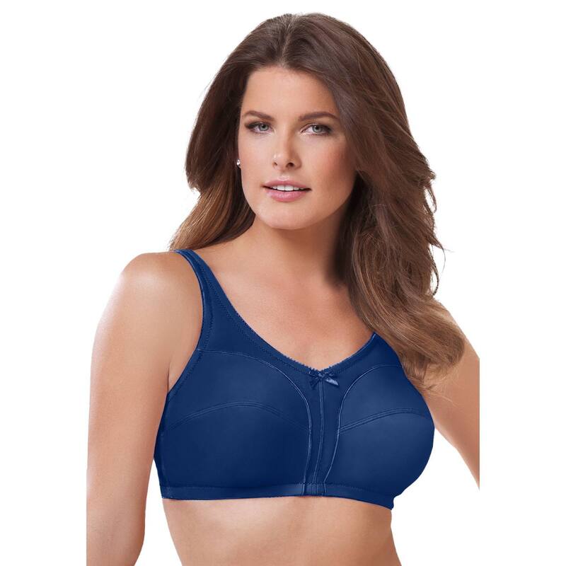 コンフォート より分ける レディース アンダー御召しもの ブラ つけ加える大きさ 綿織物 Comfort Choice Women\u0027s Plusize Cotton Back-Close Wireless Bra Evening Blue 青み