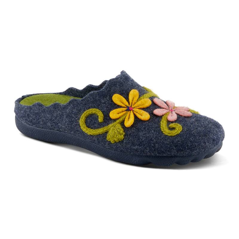 フレクサス レディース シューズ サンダル ウール Flexus by Spring Step Women's Roseburg Wool Slippers Navy ネイビー｜ReVida 店