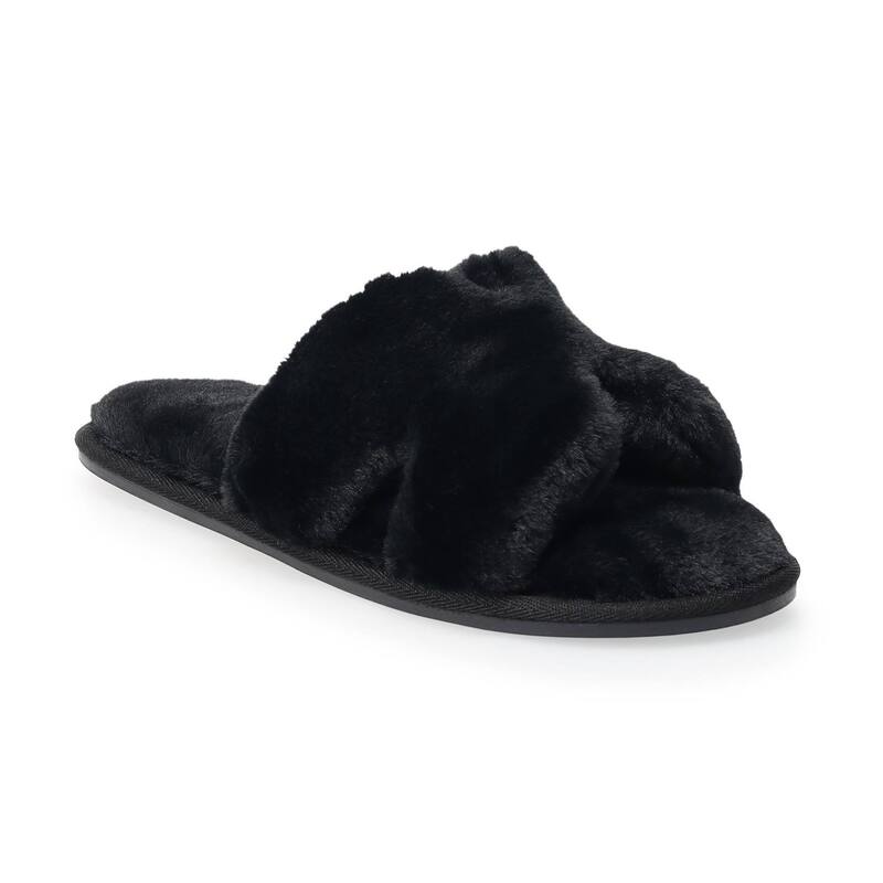 LC Lauren Conrad レディース シューズ サンダル LC Lauren Conrad Aston Women's Faux Fur Slide Slippers Black ブラック