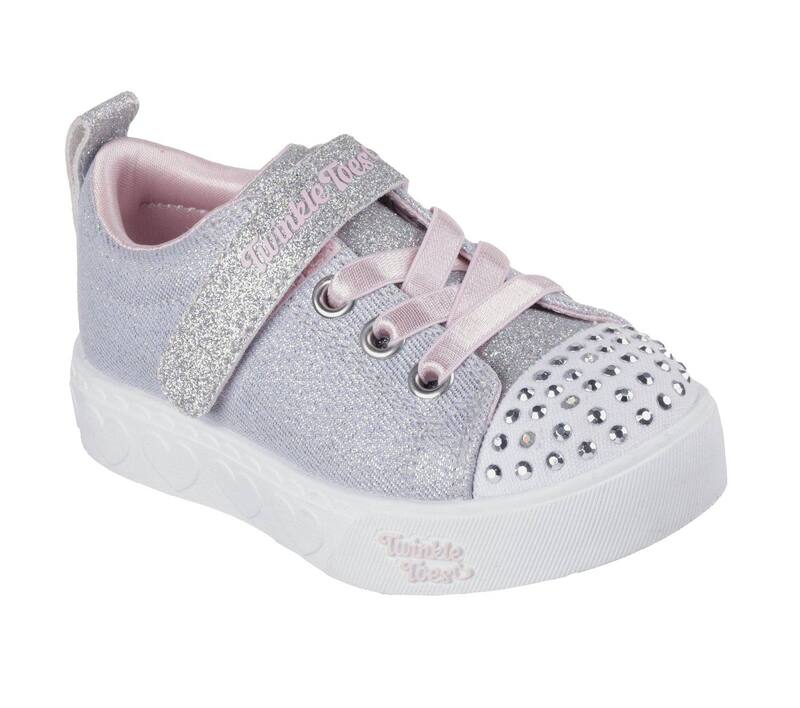 スケッチャーズ レディース シューズ スニーカー Skechers Twinkle Toes Heart Stepshimmer Sweetie Toddler Girls\u0027 Light-Up Shoes Gray Pink 薄墨色 スニーカー-靴