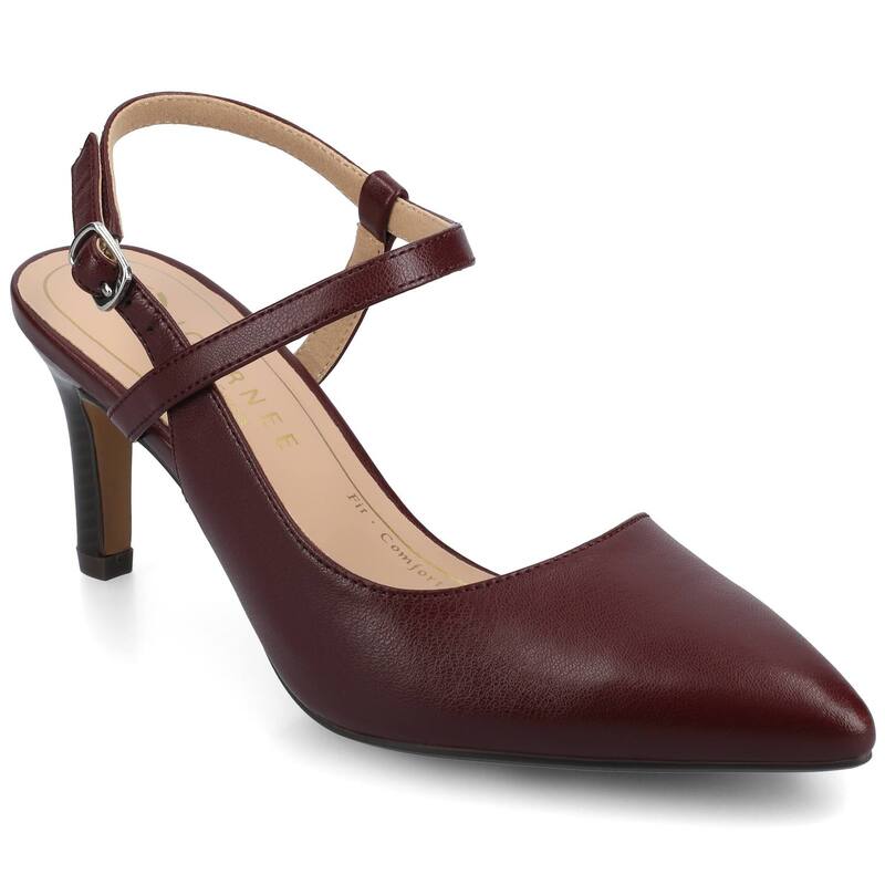 ジャーニー レディース シューズ パンプス アンクル Journee Scipio Women's Crossover Ankle Strapointed Toe Pumps Oxblood オックスブラッド画像